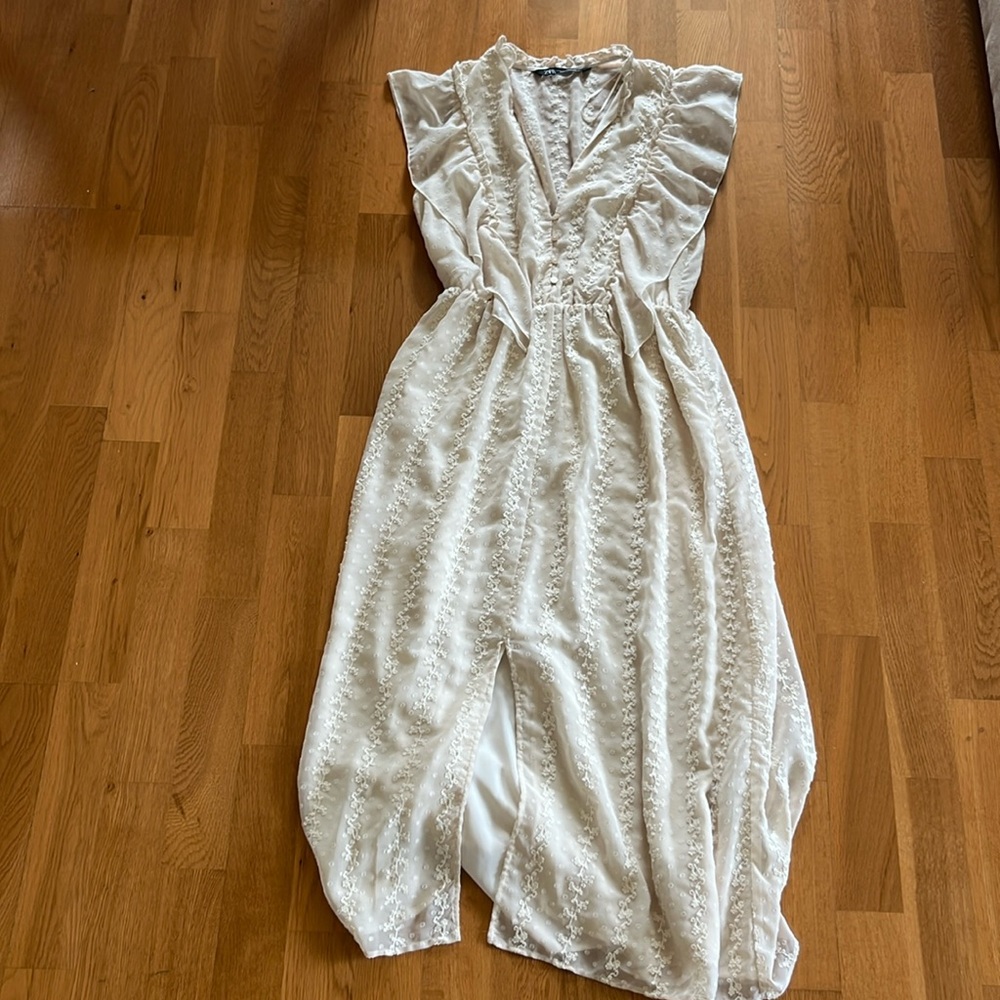 Zara embroidered dress - cream, Women’s XS